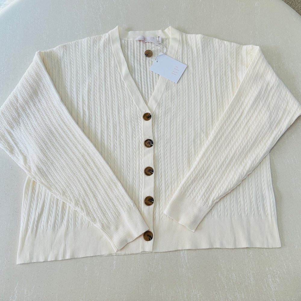 NWT!! RACHEL PARCELL oversized cardigan size L in cream